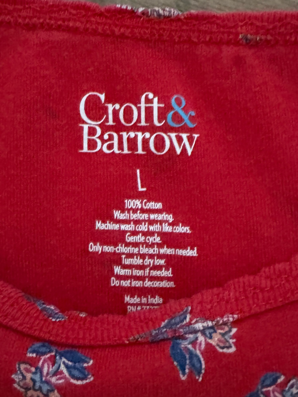 3/$20 Croft & Barrow Red Floral Tank Top - Picture 2 of 2